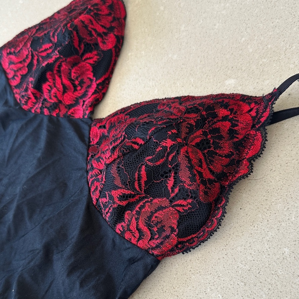 Elegant Black and Red Lace Lingerie